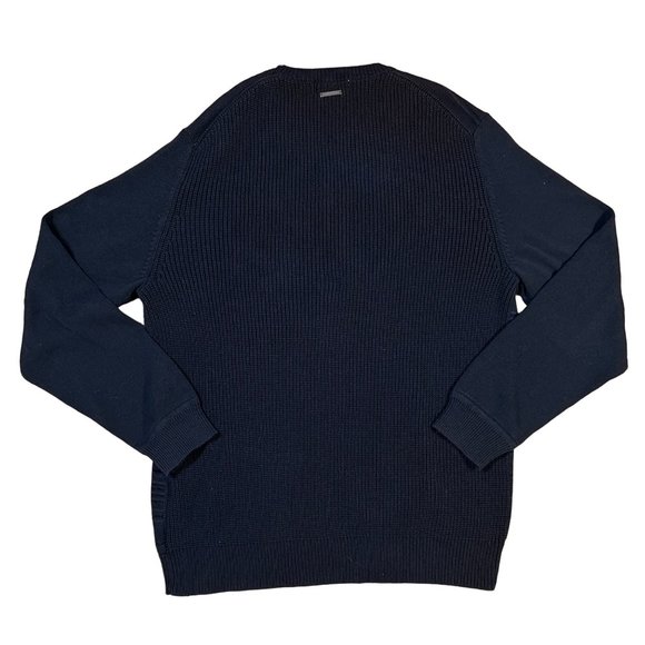 CALVIN KLEIN Sweater Men's Long Sleeve Crew Neck Striped Knit Pullover Blue Lg - Picture 6 of 10